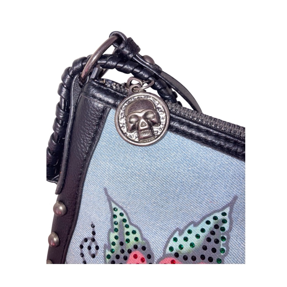 Ed Hardy Black Shoulder Bag with Rhinestone Accents NEW - Picture 4 of 6